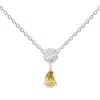 Diamond2deal 14k Two-tone Gold 1.3 Ct Pearcut Yellow & White Lab Grown Diamond Pendant Necklace 18" Vvs-vs In White