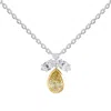 Diamond2deal 14k Two-tone Gold 1.4 Ct Pear Cut White & Yellow Lab Grown Diamond Pendant Necklace 18" In Multi