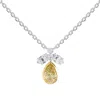Diamond2deal 925 Sterling Silver Two-tone 1.4 Ct Multi Shape White & Yellow Lab Grown Diamond Pendan In Silver