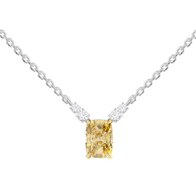 Diamond2deal 14k Two-tone Gold 2.15 Ct Radiant Cut White & Yellow Lab Grown Diamond Pendant Necklace In Multi