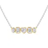 Diamond2deal 925 Sterling Silver Two-tone 3.6 Ct Multi Shape Lab Grown Diamond Pendant Necklace 18"  In Gold