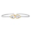 Diamond2deal 14k Two-tone Gold 3.8 Ct Pear Shape Lab Grown Diamond Tennis Bracelet 7" Vvs-vs In White