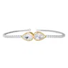 Diamond2deal 14k Two-tone Gold 3.8 Ct Pear Shape Lab Grown Diamond Tennis Bracelet 7" Vvs-vs In Multi