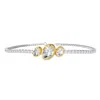Diamond2deal 925 Sterling Silver Two-tone 3.9 Ct Oval Cut Lab Grown Diamond Tennis Bracelet 7" In White