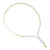 Diamond2deal 14k Two-tone Gold 4.15 Ct Pear & Round Lab Grown Diamond Drop Necklace 18" Chain Vvs-vs In Multi