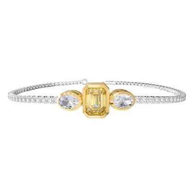 Diamond2deal 925 Sterling Silver Two-tone 4.8 Ct Radiant Cut Yellow & White Lab Grown Diamond Tennis In Metallic