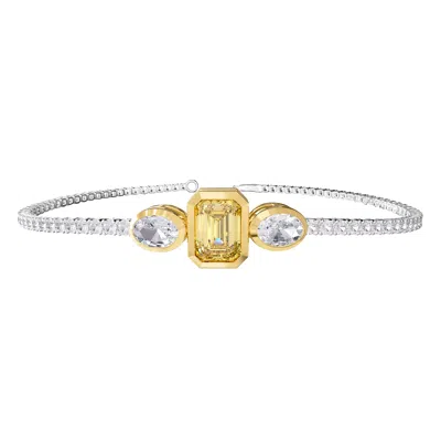 Diamond2deal 14k Two-tone Gold 4.8 Ct Radiant Cutlab Grown Diamond Bracelet 7" Vvs-vs In White