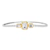 Diamond2deal 925 Sterling Silver Two-tone 5 Ct Radiant Cut Lab Grown Diamond Tennis Bracelet 7" Vvs- In Metallic