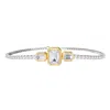 Diamond2deal 925 Sterling Silver Two-tone 5 Ct Radiant Cut Lab Grown Diamond Tennis Bracelet 7" Vvs- In Metallic