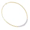 Diamond2deal 14k Two-tone Gold 5.8 Ct Round Lab Grown Diamond Link Pendant Necklace 18" Vvs-vs In Multi