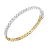 Diamond2deal 14k Two-tone Gold 6.5 Carat Round & Radiant Cut Lab Grown Diamond Bangle Bracelet 7" Vv In Multi
