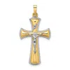 Diamond2deal 14k Two-tone Gold And White Rhodium Hollow Inri Crucifix Pendant In Multi