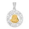 Diamond2deal 14k Two-tone Gold Brushed & Polished Virgin Diamond-cut Mary Pendant In Multi