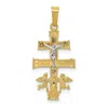 Diamond2deal 14k Two-tone Gold Cara Vaca Crucifix Pendant In Multi