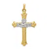 Diamond2deal 14k Two-tone Gold Claddagh Cross Pendant In Multi