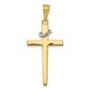 Diamond2deal 14k Two-tone Gold Cross Crown Of Thorns Pendant In Multi