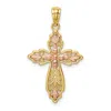 Diamond2deal 14k Two-tone Gold Cross Pendant In Multi