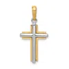 Diamond2deal 14k Two-tone Gold Cross Pendant In Multi