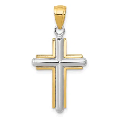 Diamond2deal 14k Two-tone Gold Cross Pendant In Multi