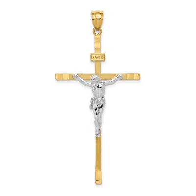 Diamond2deal 14k Two-tone Gold Crucifix Pendant In Multi
