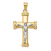 Diamond2deal 14k Two-tone Gold Crucifix Pendant In Multi