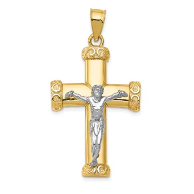 Diamond2deal 14k Two-tone Gold Crucifix Pendant In Multi