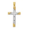 Diamond2deal 14k Two-tone Gold Diamond-cut Cross Pendant In Multi