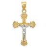 Diamond2deal 14k Two-tone Gold Diamond-cut Crucifix Pendant In Multi