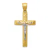 Diamond2deal 14k Two-tone Gold Diamond Cut Crucifix Pendant In Multi