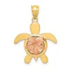 Diamond2deal 14k Two-tone Gold Diamond-cut Rose Plumeria Turtle Pendant In Multi