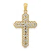 Diamond2deal 14k Two-tone Gold Gold Polished 2 Level Cross Pendant In Multi