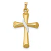 Diamond2deal 14k Two-tone Gold Hollow Cross Drape Pendant In Multi