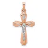 Diamond2deal 14k Two-tone Gold Hollow Crucifix Pendant In Multi