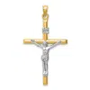 Diamond2deal 14k Two-tone Gold Hollow Crucifix Pendant In Multi