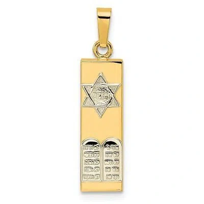 Pre-owned Diamond2deal 14k Two-tone Gold Hollow Mezuzah With Star Of David And Torah Pendant 1.27g In Twotone