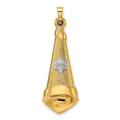 Diamond2deal 14k Two-tone Gold Hollow Scroll And Star Pendant In Multi