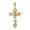 Diamond2deal 14k Two-tone Gold Inri Fleur De Lis Crucifix Pendant