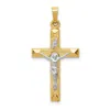 Diamond2deal 14k Two-tone Gold Inri Hollow Crucifix Pendant In Multi
