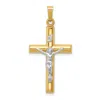 Diamond2deal 14k Two-tone Gold Inri Hollow Crucifix Pendant In Multi