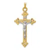 Diamond2deal 14k Two-tone Gold Inri Hollow Crucifix Pendant In Multi