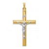 Diamond2deal 14k Two-tone Gold Inri Hollow Crucifix Pendant In Multi