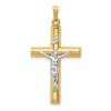 Diamond2deal 14k Two-tone Gold Inri Hollow Crucifix Pendant In Multi