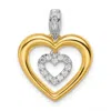 Diamond2deal 14k Two-tone Gold Lab Grown Diamond Dangle Heart In Heart Pendant (0.15ct, Vs, G-h) In Yellow
