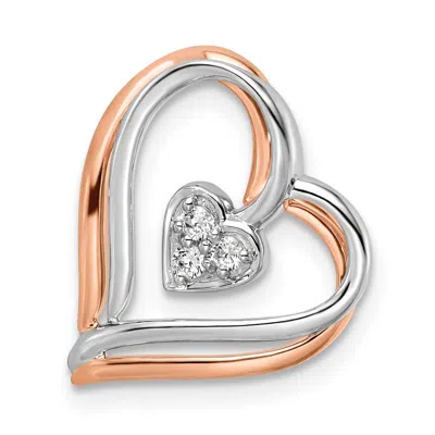 Diamond2deal 14k Two-tone Gold Lab Grown Diamond Double Frame Heart Pendant (0.06ct, Vs, G-h) In Yellow
