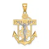 Diamond2deal 14k Two-tone Gold Mariner's Crucifix Pendant In Multi