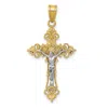 Diamond2deal 14k Two-tone Gold Medium Lacy-edge Inri Crucifix Pendant In Multi