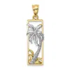 Diamond2deal 14k Two-tone Gold Palm Tree Pendant In Multi