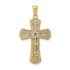 Diamond2deal 14k Two-tone Gold Polished 2 Level Cross Pendant In Multi