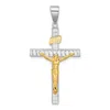 Diamond2deal 14k Two-tone Gold Polished And Diamond-cut Crucifix Pendant In Multi