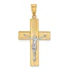 Diamond2deal 14k Two-tone Gold Polished And Textured Crucifix Pendant In Multi
